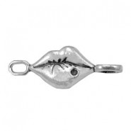 Metal charm / connector Lips Antique silver